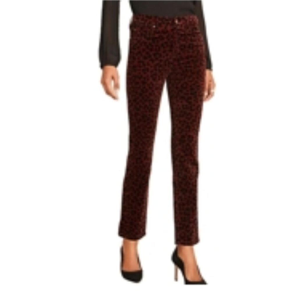 Ann Taylor Leopard Print Velvet Straight Leg Jeans High Rise